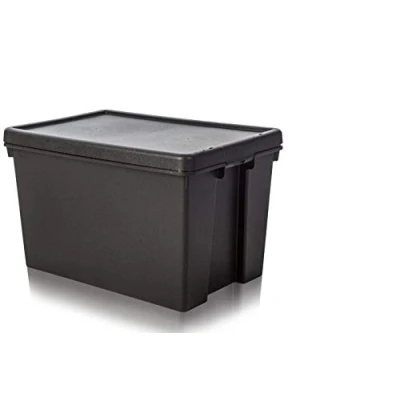 Image of Wham Bam Heavy Duty Recycling Box 62 Litres with Lid 59.5 x 40 37 cm Black