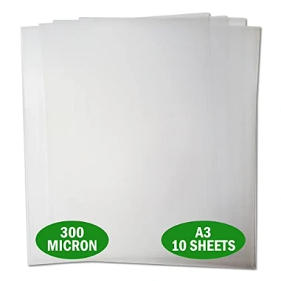 Image of Essential Arts A3 Frosted Acetate 300 Micron Pack of 10 Sheets. Extra Thick Recyclable Polypropylene Binding Cover for Craft, Stencils and Gifts (297x420mm)