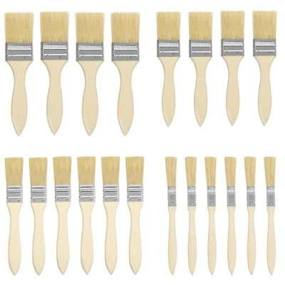 Image of Kurtzy Chip Paint Brushes (20 Pack) 5.08, 3.81, 2.54 and 1.27cm (2, 1.5, 1 0.5 inch) Sizes Professional Wooden Handle Paintbrush Set for Paint, Stains, Varnishes, Glues Home DIY