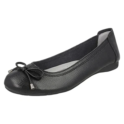 Image of Ladies Down to Earth Ballerinas Black Leather UK Size 3 EU 36 US 5