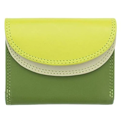 Image of VISCONTI Rainbow Collection Small Leather Purse RFID and Tap Go RB126 Lime Multi