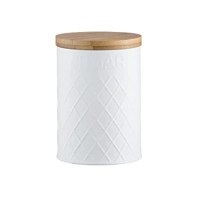 Image of Typhoon Embossed Sugar Storage Canister, White, 16cm