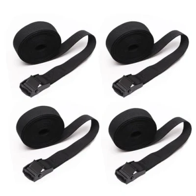 Image of SHUBEIEUMI Tie Down Straps, 4 Pack Straps with Buckles, 2cm x 150cm Adjustable Cargo Ratchet for Motorcycle, Cargo, Trucks, Trailer, Luggage (Black)