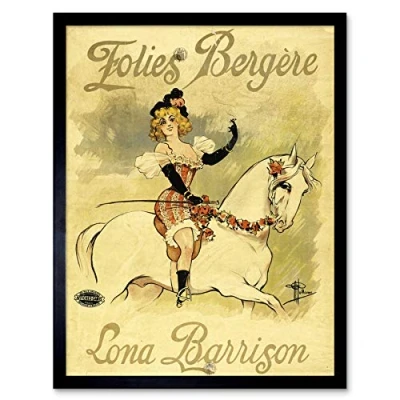 Image of Guillaume Folies Bergere Lona Barrison Advert Art Print Framed Poster Wall Decor 12x16 inch
