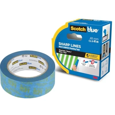 Image of ScotchBlue Sharp Lines Advanced Masking Tape, 48 mm x 41 m Scotch Adhesive Blue Painters Tape For Super Paint Lines, Indoor &amp; Outdoor, with 3M Technology, PEFC Controlled Sources