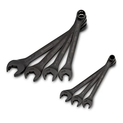 Image of Crescent 7 Piece X6™ Black Oxide Spline Open End Ratcheting Combination SAE Wrench Set CX6RWS7