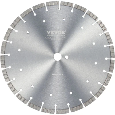 Image of VEVOR Diamond Blade, 14inch/350mm Concrete Saw Blade Wet or Dry, 0.47inch/12mm Wavy Teeth Segment Universal 1 inch/25.4 mm Center Hole Diameter, for Cement Board Tile Brick