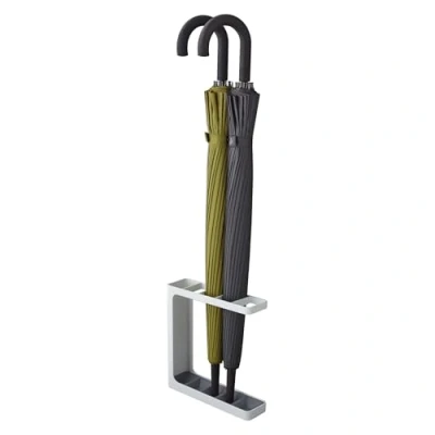 Image of Yamazaki 7930 GRIND Umbrella Stand, white, Steel/Polypropylene, Minimalist, 23.5 x 6.5 24.3 cm