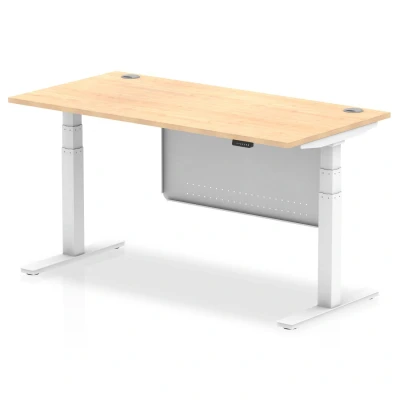 Image of Air 1600x800 Height Adjustable Desk Maple CP White Leg Modesty Panel