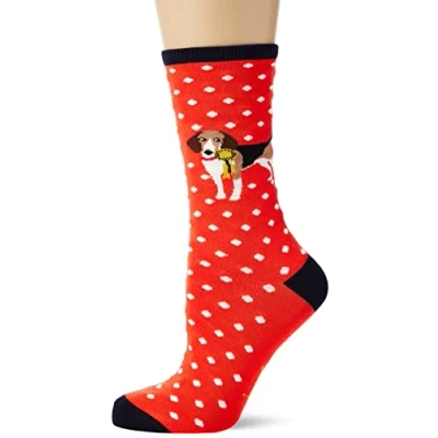 Image of Joules Women&#039;s Excellent Everyday Single Hosiery, Red Dog, 4 8