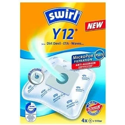 Image of Swirl Y 12 Vacuum Cleaner Bags, For Numatic Henry Cleaners, Pack of 4 Bags + 1 Anti Allergen Filter