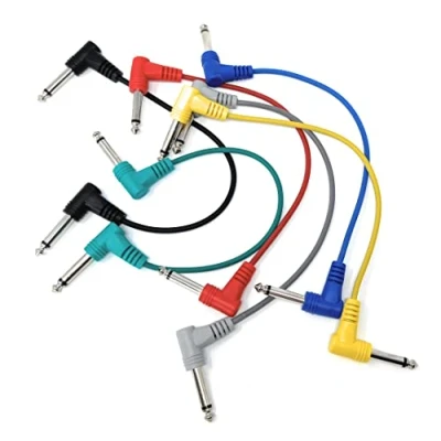 Image of 30cm short 6 Pack 6.35mm Male to Guitar Patch Cable Noiseless Effects Pedal Mixing Desk Screened Lead Colors 1ft