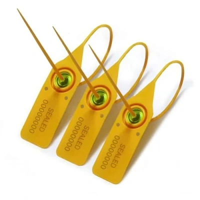 Image of Yellow 380mm Plastic Security Seals. High Strength Numbered Tags Pull Ties Anti Tamper (500)