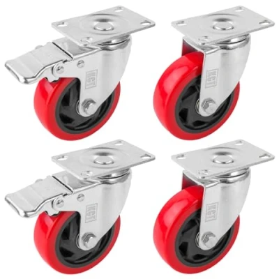 Image of KCT 4 Pack Set 100mm Heavy Duty Swivel Castor Wheels for Furniture with Brakes 400kg Weight Bearing