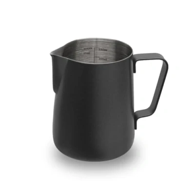 Image of watchget Stainless Steel Milk Frothing Pitcher 12oz/350ml Espresso Steaming for Cappuccino, Latte Art, Coffee Machine Accessories Jug Frother Cup, Black