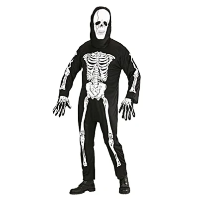Image of Mens Skeleton Costume Large UK 42/44&quot; for Halloween Living Dead Fancy Dress
