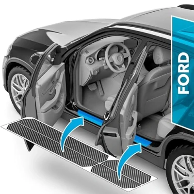 Image of uProtect Car Door Sill Protectors for Ford Kuga 3 (III) ST Line &amp; VignaleZetec, Titanium I 2019 2024 Paint Protection Film Kick Plates Panel Covers Carbon