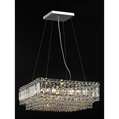 Image of Alvery 9 Light Polished Chrome Ceiling Fitting Square Clear Crystal
