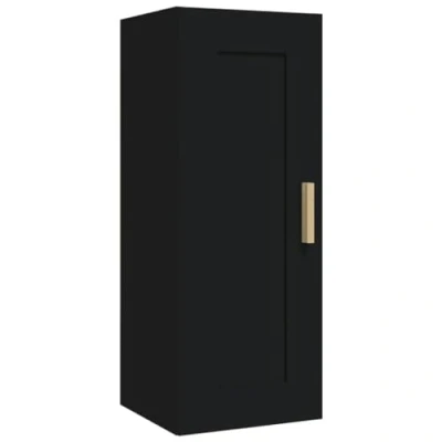 Image of vidaXL Wall Mounted Cabinet in Black 35x34x90 cm Engineered Wood with Multiple Storage Compartments for Living Room or Bedroom