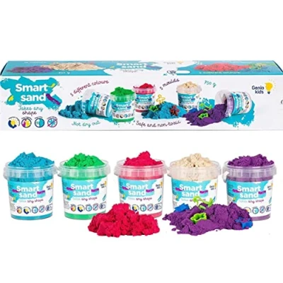 Image of Genio Kids Magic Sand 750 g 5 Colours Colourful Set, Clay Accessories Play for Indoor, Kneading Gifts Children, Girls and Boys