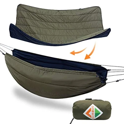 Image of onewind Hammock Underquilt and Camping Blanket for Winter, Full Length Portable with Dupont Sorona 4 Seasons Camping, Hiking, Backpacking, OD Green