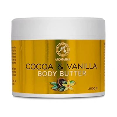 Image of Cocoa &amp; Vanilla Body Butter 250 g Natural Moisturizer Multipurpose Skincare for Massage Hand Care Rough Skin Dry Feet