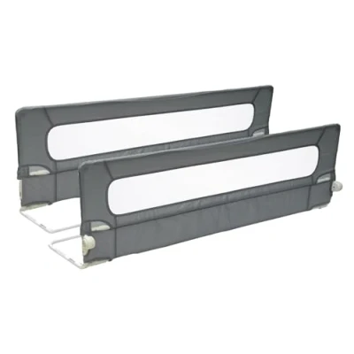 Image of Safetots Barandilla Extra Ancha Doble para Cama, Gris, 140cm de Ancho x 50cm Alto, Protector Cama Niños Pequeños, Barrera cada lado la cama.
