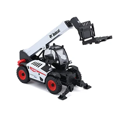 Image of Bburago Die Cast Bobcat TELEHANDLER with Working Pallet Fork Replica Collectible Model Toy 1:50 Scale, White