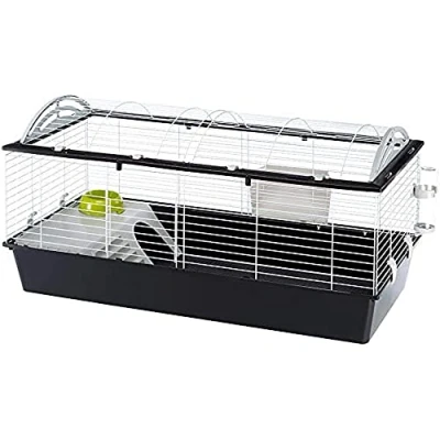 Image of Ferplast Large and Spacious Rabbits Cage CASITA 120, Guinea Pigs Small Animals House, Rounded Openable Roof, Accessories are Included, Made of Varnished White Metal Plastic, 119 x58 x H 60 cm