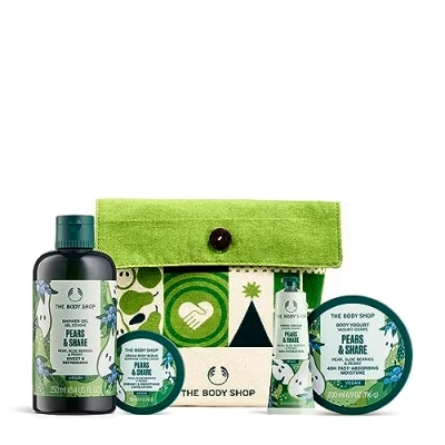 Image of The Body Shop Pears &amp; Share Essential Care Holiday Gift Set, Vegan, 4 Piece Set&#039;