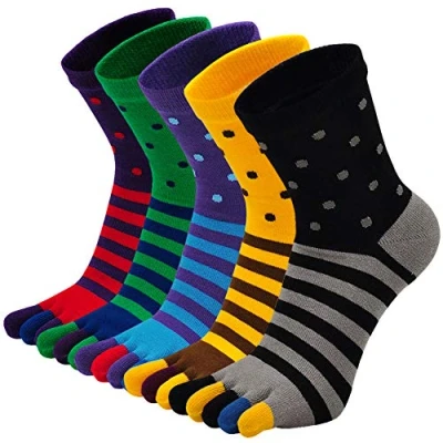 Image of Toe Socks Mens Five Finger Cotton Sports Running Socks, Athlete Crew with for Men, 6 10, 5 Pairs