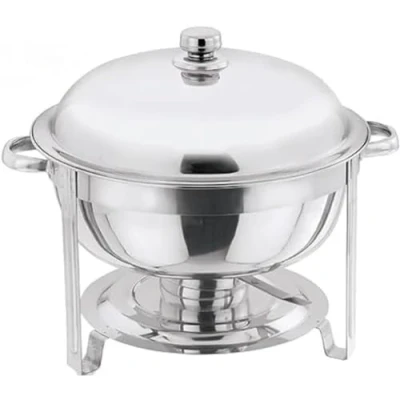 Image of Stainless Steel Round Chafing Dish with Food Pan Fuel Holders for Catering, Partys, Home Buffet Warmer (Stainless Lid 8.5 LTR.)