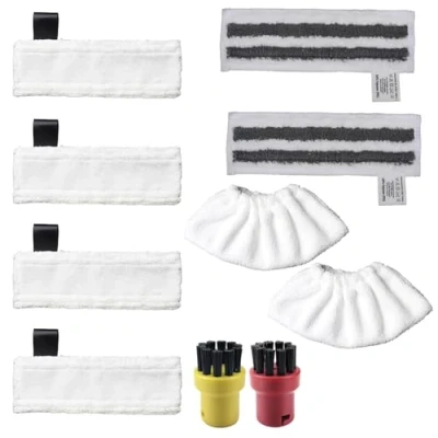 Image of 10 Piece Steam Cleaner Accessory Set Compatible with Kärcher EasyFix SC 2, 3, 4, 5, Replacement Cloths for All Floors (4 Floor + 2 Sanding Hand Nozzle