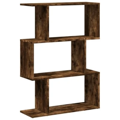 Image of vidaXL Room Divider Bookcase 6 Tier Bookshelf, Smoked Oak, Engineered Wood, 70x24x193 cm, Modern Geometric Design for Living Room/Bedroom