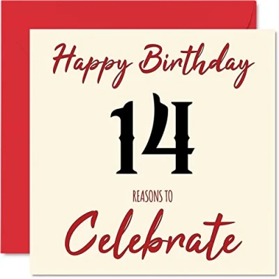 Image of Fun 14th Birthday Cards for Boys Girls Reasons To Happy Card Son Daughter Brother Sister Grandson Granddaughter Niece Nephew Cousin, 145mm x Greeting Cards,