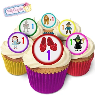 Image of 24 Pre Cut Edible Wafer Cake Toppers: Wizard of Oz 1st Birthday