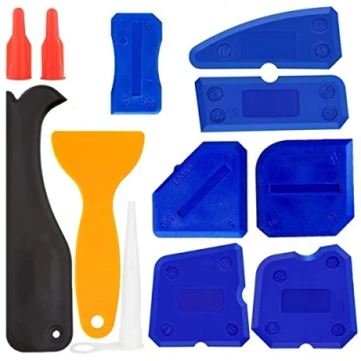 Image of Caulking Tool Kit, 12 Pieces, Silicone Sealant Finishing Grout Scraper Caulk Remover and Nozzle