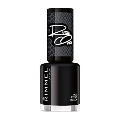 Image of Rimmel London Rita Ora 60 Seconds Super Shine Nail Polish, 900 RITAS BLACK, 8 ml, Packaging May Vary