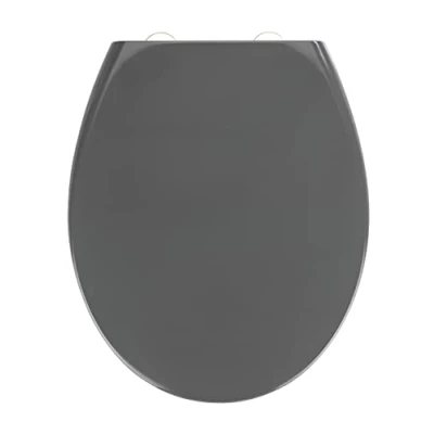 Image of WENKO 22165100 Premium toilet seat Samos grey Easy Close soft closing mechanism, Duroplast, 37.5 x 44.5 cm, Dark