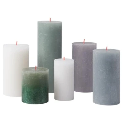 Image of Bolsius Rustic Pillar Candles Gift Set of 6 Nordic Landscape Decorative Household Length Burning Time Unscented Includes Natural Plant Wax Without Palm Oil