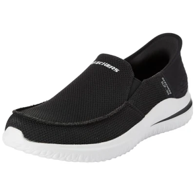 Image of Skechers Men&#039;s DELSON 3.0 CABRINO Slip On, Black Knit, 10.5 UK