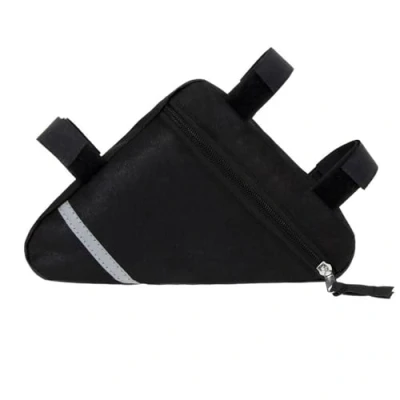 Image of Aiqeer 1 Pcs Black Bike Triangle Bag, Bicycle Front Frame Nylon Waterproof Double Sided Reflective Decoration Tool Bag