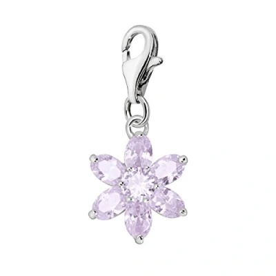 Image of Quiges Crystal White Pear Cubic Zirconia Flower Clip On Charm Pendant Silver Plated Women&#039;s Jewellery