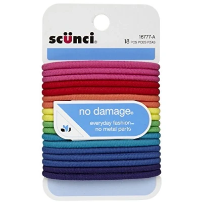 Image of Scunci 18 Count Large Bright Colors Style No Damage Hair Elastics 1677703A048 Pack of 3