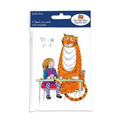 Image of Pack of 8 Tiger Who Came to Tea Thank You Cards with White Envelopes
