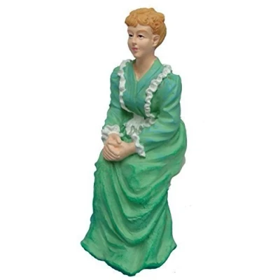 Image of Melody Jane Dolls House People Victorian Lady in Green Sitting Resin Figure