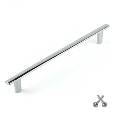Image of Chrome Bar Kitchen Cabinet Door Handle, Cupboard Drawer Bedroom Furniture Handles 224mm