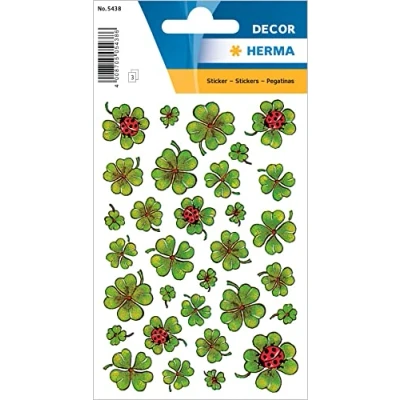 Image of HERMA 5438 Stickers Clover Leaf Lucky Small 93 Pieces with Ladybird, Labels for Photo Album Wedding Diary Poetry Scrapbooking Love Decoration Letters DIY Crafts