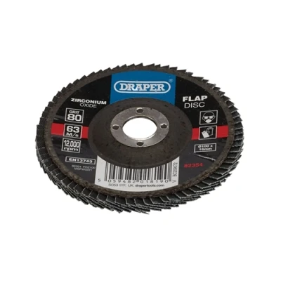 Image of Draper Zirconium Oxide Flap Disc, 100 x 16mm, 80 Grit