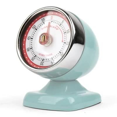 Image of Kikkerland KT047 LB Vintage Streamline Kitchen Timer, Blue